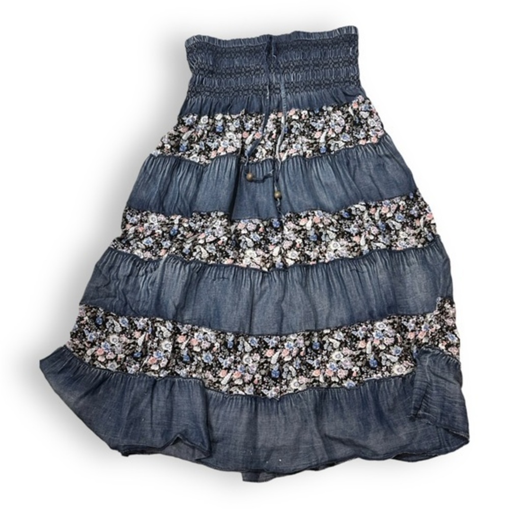 Women’s S Small Smocked Tiered Ruffle Circle Boho Americana Dress